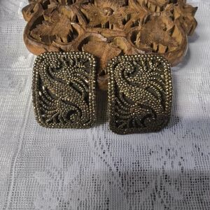 L.W. Paris France antique Victorian Shoe Buckles Cut Metal